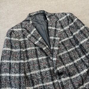 Vtg Hugo Boss Baldessarini Red Black White Alpaca Plaid Jacket Blazer 48 Italy